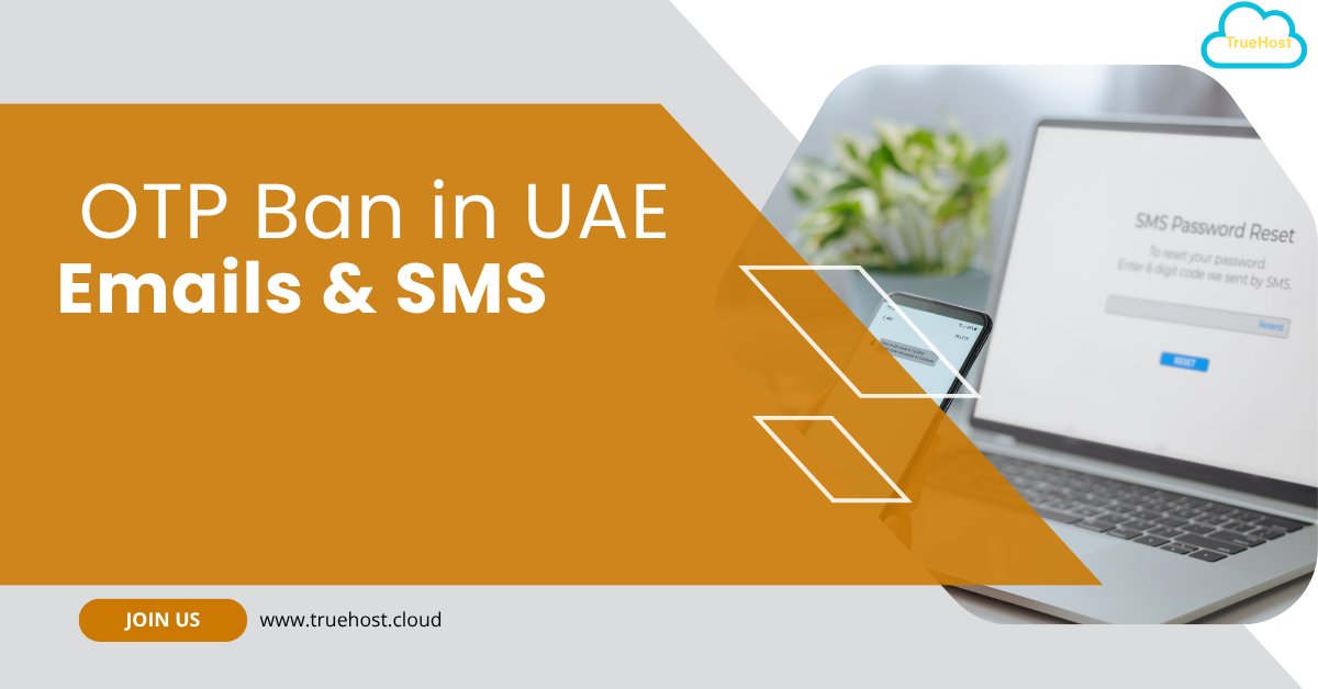An opt sms being input into a desktop and the title otp ban in uae emails and sms